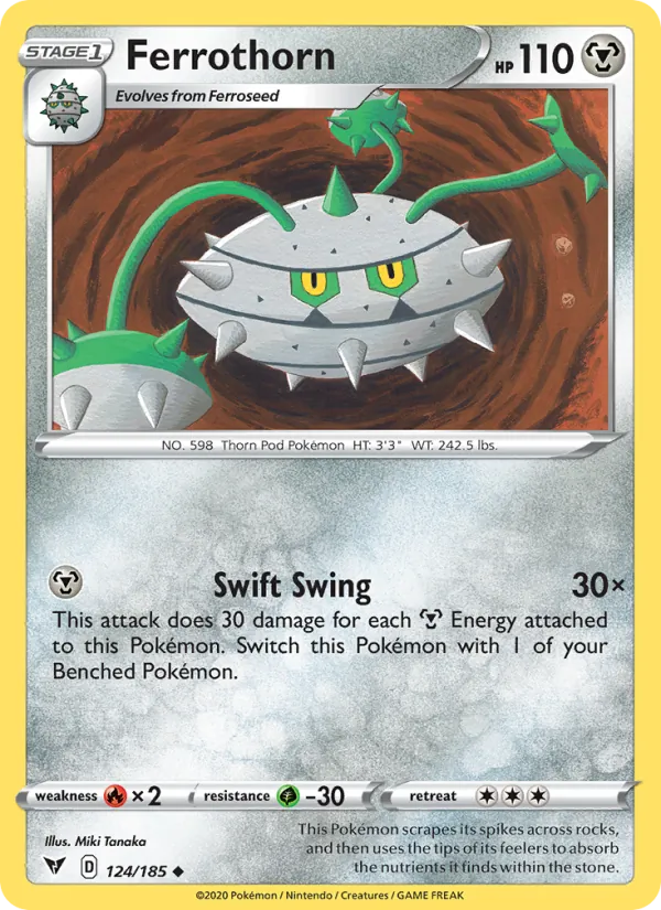 Ferrothorn 124/185  - Reverse Holofoil SWSH04 Vivid Voltage - Uncommon