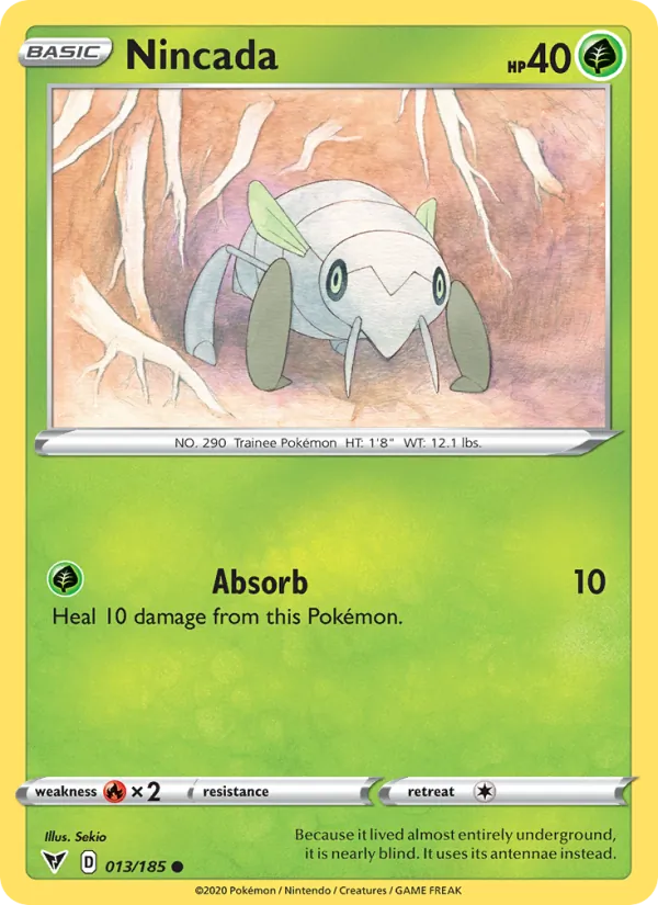 Nincada 13/185  - Reverse Holofoil SWSH04 Vivid Voltage - Common