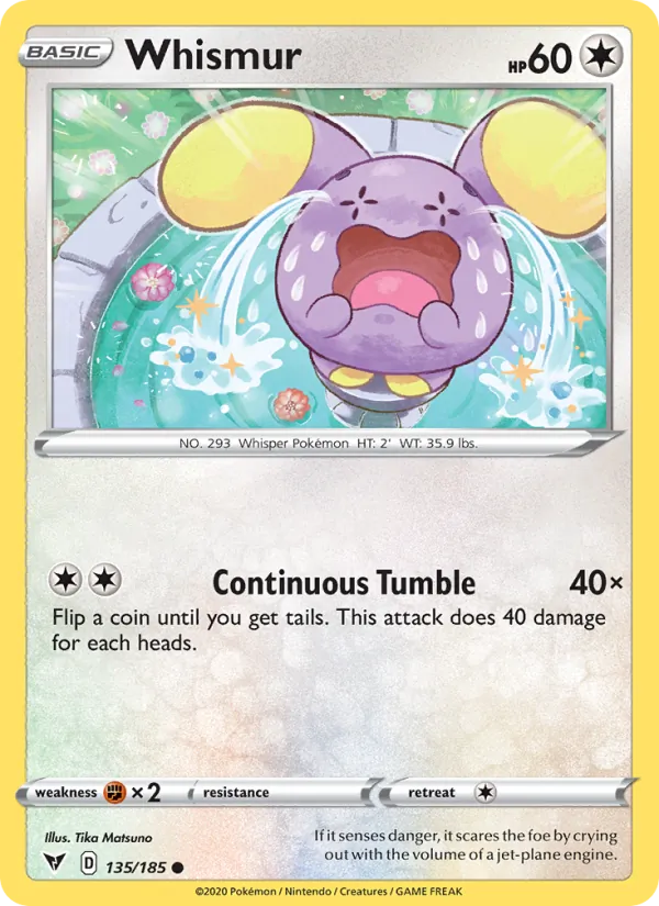Whismur 135/185  - Reverse Holofoil SWSH04 Vivid Voltage - Common