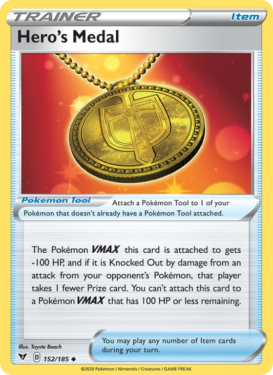 Hero's Medal 152/185  - Reverse Holofoil SWSH04 Vivid Voltage - Uncommon