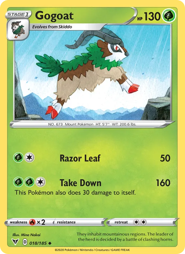 Gogoat 18/185  - Reverse Holofoil SWSH04 Vivid Voltage - Uncommon