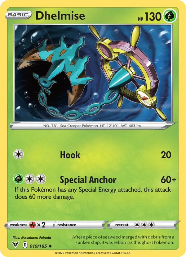 Dhelmise 19/185  - Reverse Holofoil SWSH04 Vivid Voltage - Uncommon