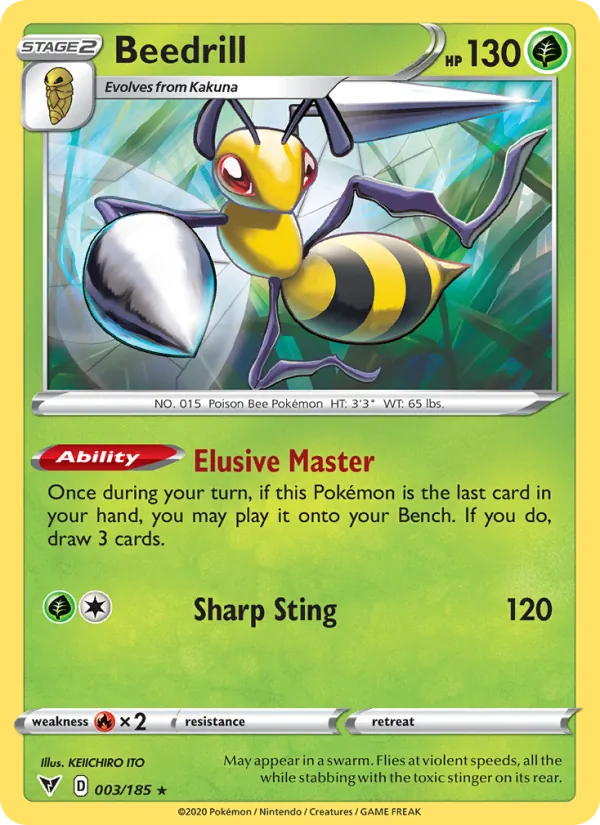 Beedrill 3/185  - Reverse Holofoil SWSH04 Vivid Voltage - Rare