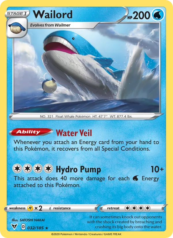 Wailord 32/185  - Holofoil SWSH04 Vivid Voltage - Holo Rare