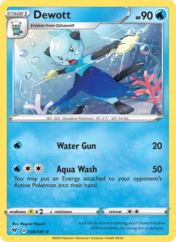 Dewott 34/185  - Reverse Holofoil SWSH04 Vivid Voltage - Uncommon