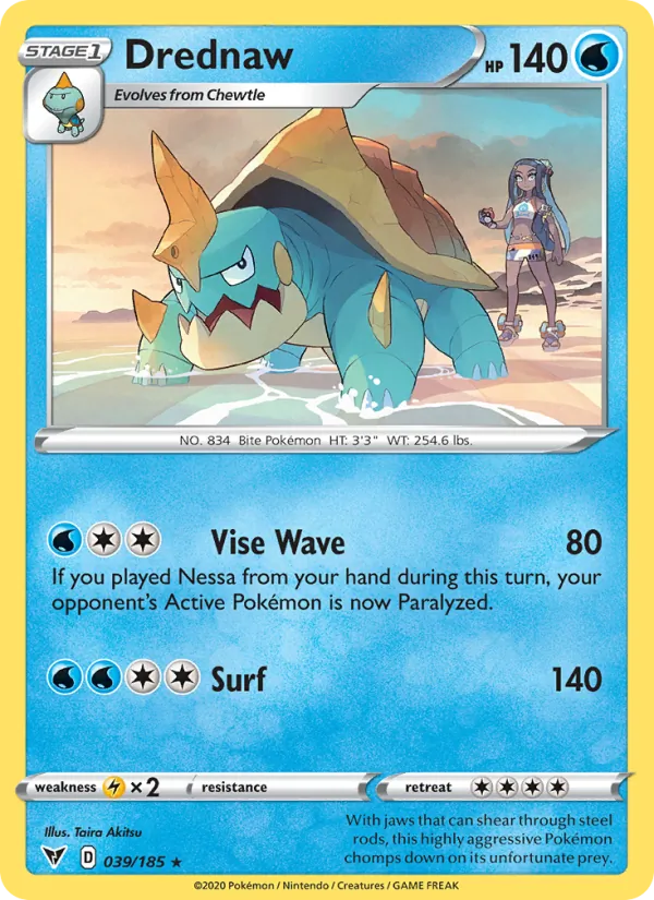 Drednaw 39/185  - Reverse Holofoil SWSH04 Vivid Voltage - Rare