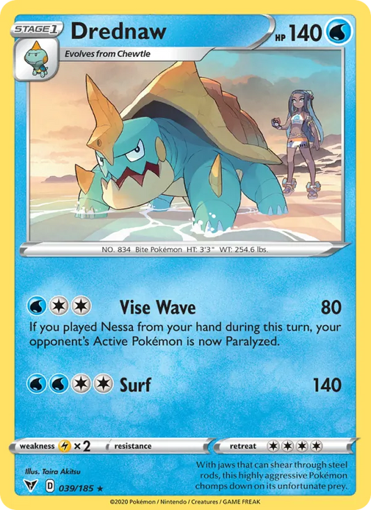 Drednaw 39/185  - Reverse Holofoil SWSH04 Vivid Voltage - Rare