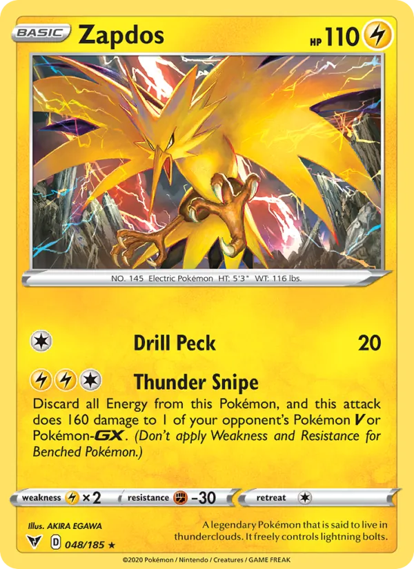 Zapdos 48/185  - Reverse Holofoil SWSH04 Vivid Voltage - Holo Rare
