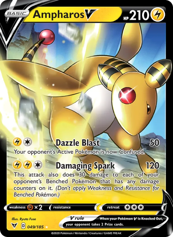 Ampharos V 49/185  - Holofoil SWSH04 Vivid Voltage - Holo Rare V