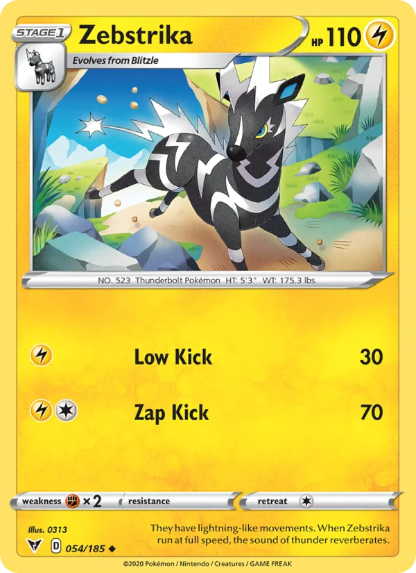 Zebstrika 54/185  - Reverse Holofoil SWSH04 Vivid Voltage - Uncommon