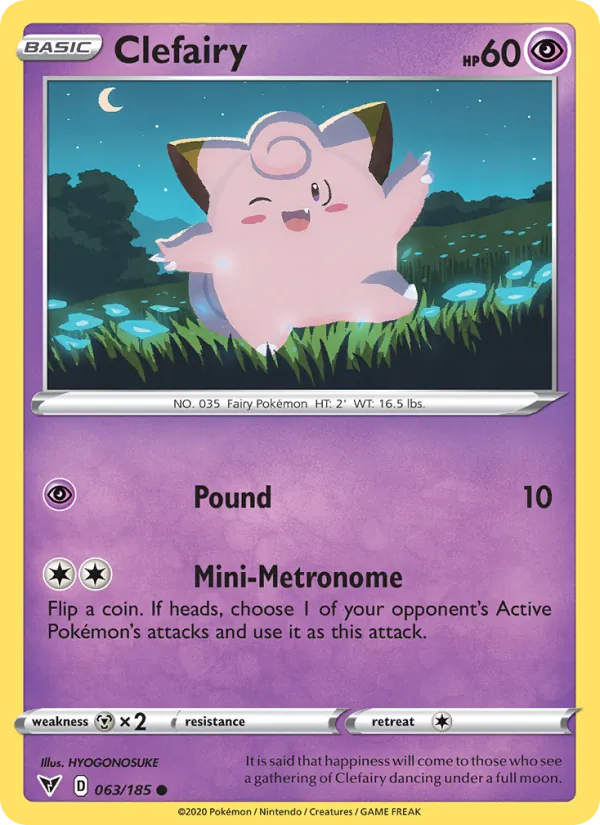 Clefairy 63/185  - Reverse Holofoil SWSH04 Vivid Voltage - Common