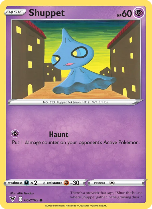 Shuppet 67/185  - Reverse Holofoil SWSH04 Vivid Voltage - Common