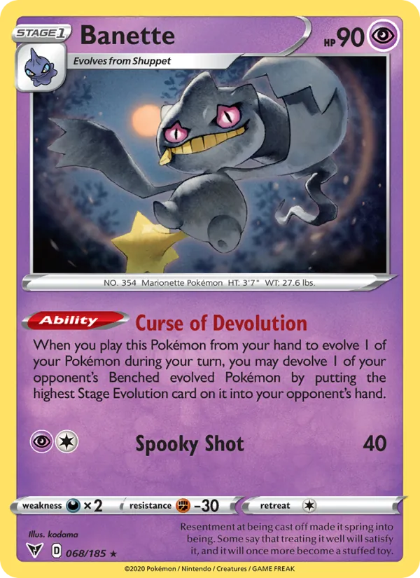 Banette 68/185  - Reverse Holofoil SWSH04 Vivid Voltage - Rare