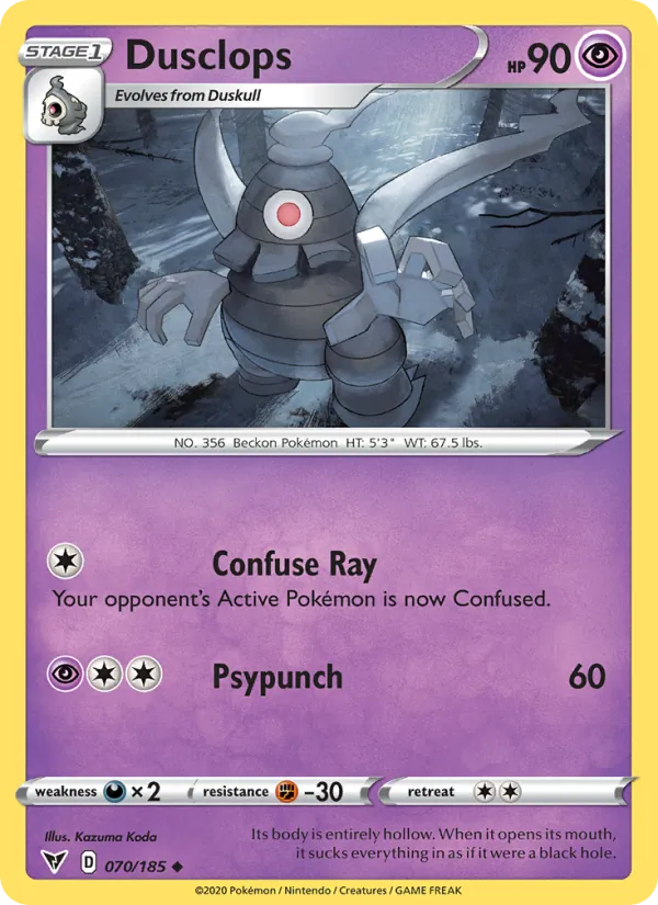 Dusclops 70/185  - Reverse Holofoil SWSH04 Vivid Voltage - Uncommon