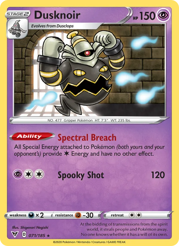 Dusknoir 71/185  - Holofoil SWSH04 Vivid Voltage - Holo Rare