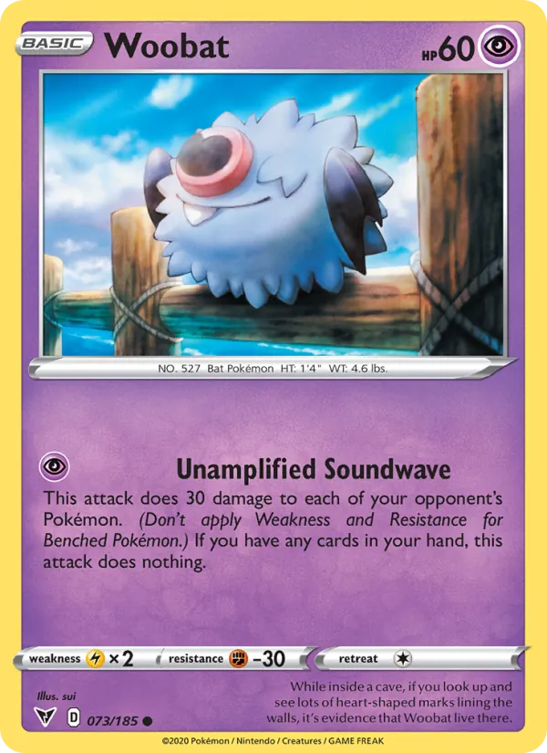 Woobat 73/185  - Reverse Holofoil SWSH04 Vivid Voltage - Common