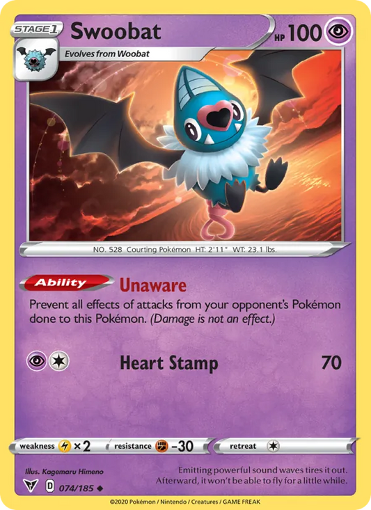 Swoobat 74/185  - Reverse Holofoil SWSH04 Vivid Voltage - Uncommon