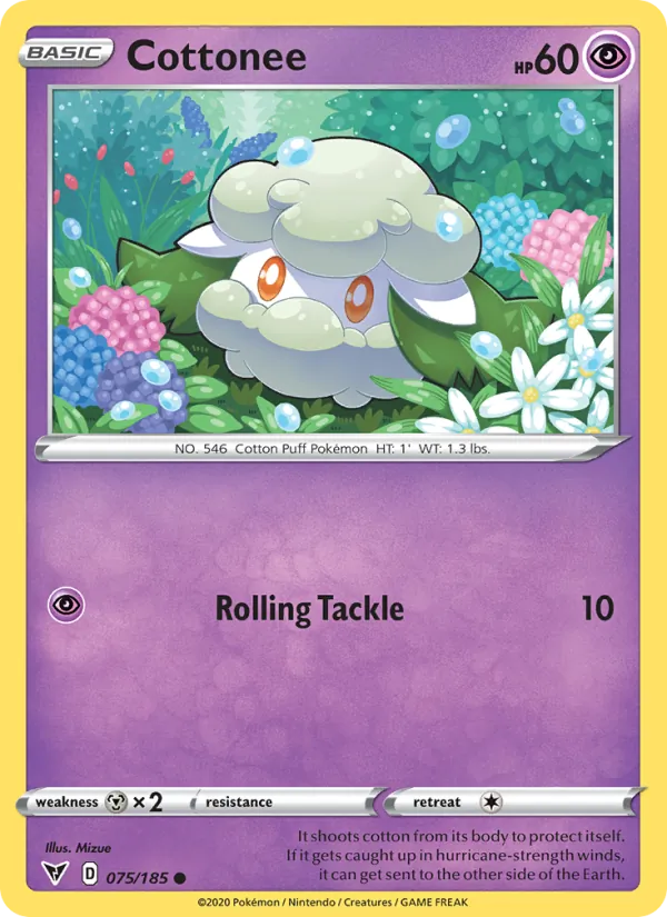 Cottonee 75/185  - Reverse Holofoil SWSH04 Vivid Voltage - Common