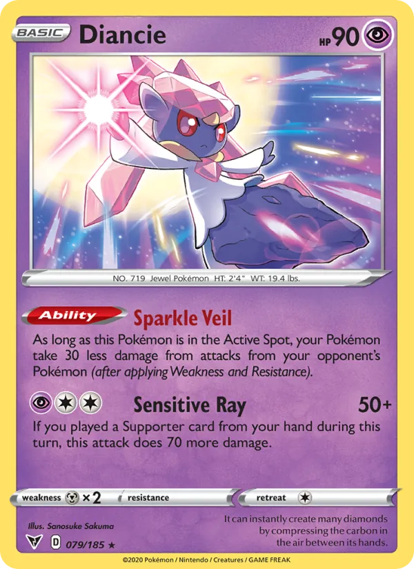 Diancie 79/185  - Holofoil SWSH04 Vivid Voltage - Holo Rare