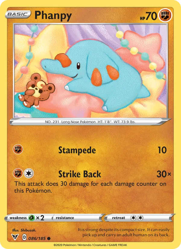 Phanpy 86/185  - Reverse Holofoil SWSH04 Vivid Voltage - Common