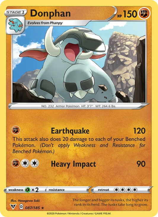 Donphan 87/185  - Reverse Holofoil SWSH04 Vivid Voltage - Rare