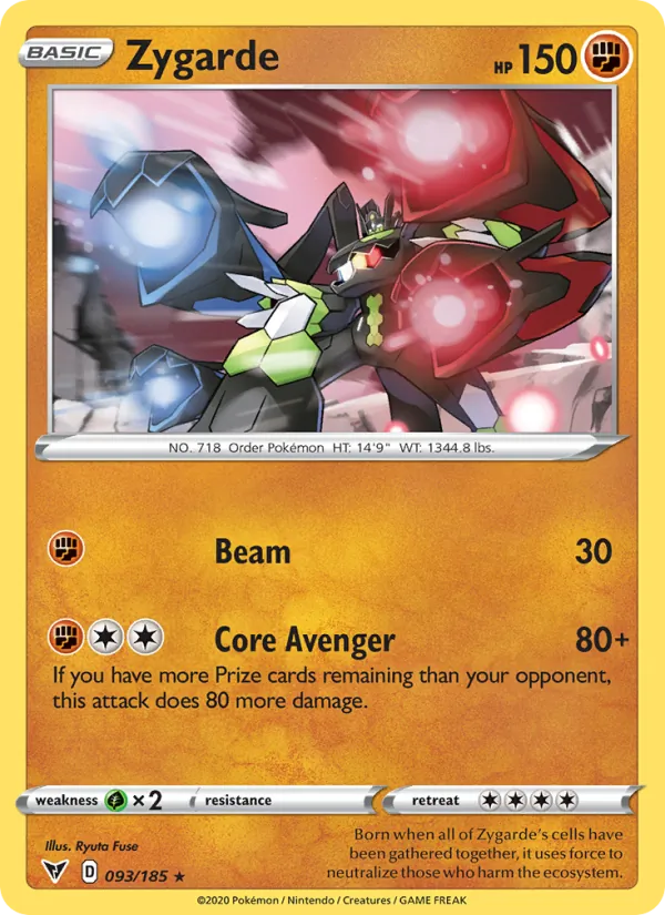 Zygarde 93/185  - Holofoil SWSH04 Vivid Voltage - Holo Rare