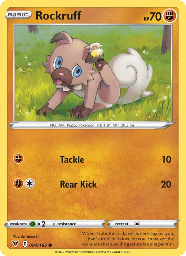 Rockruff 94/185  - Reverse Holofoil SWSH04 Vivid Voltage - Common