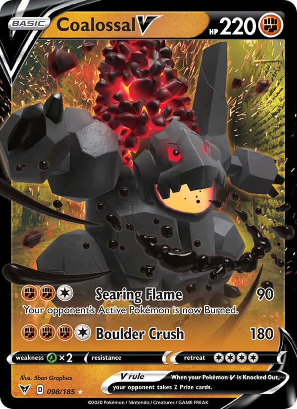 Coalossal V 98/185  - Holofoil SWSH04 Vivid Voltage - Holo Rare V
