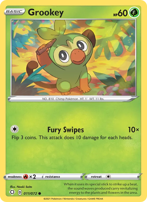 Grookey 11/72  - Reverse Holofoil Shining Fates - Common