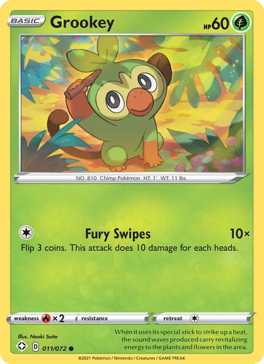 Grookey 11/72  - Reverse Holofoil Shining Fates - Common