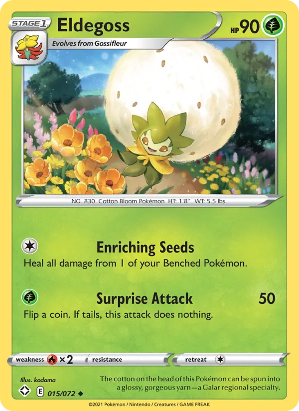 Eldegoss 15/72  - Reverse Holofoil Shining Fates - Uncommon