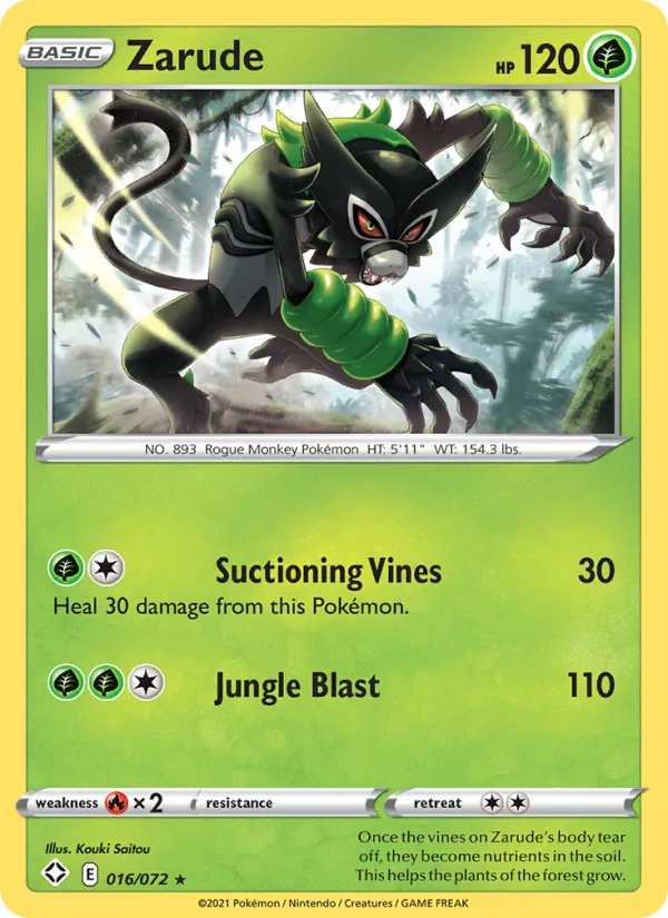 Zarude 16/72  - Reverse Holofoil Shining Fates - Rare