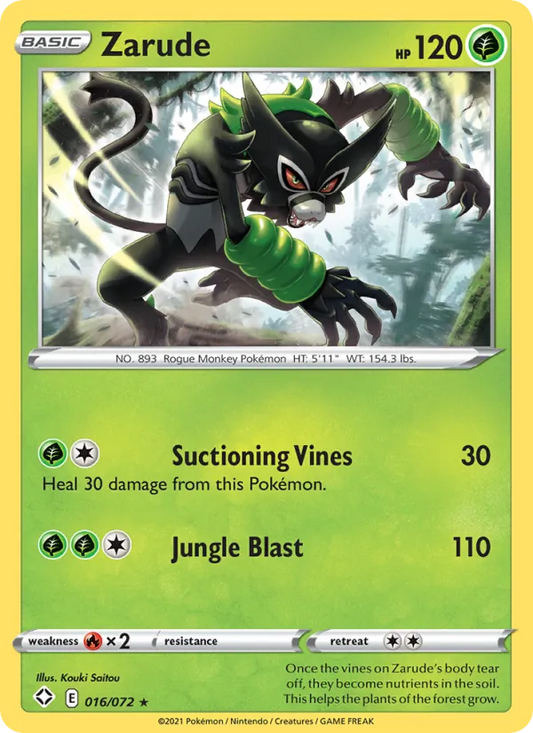 Zarude 16/72  - Reverse Holofoil Shining Fates - Rare