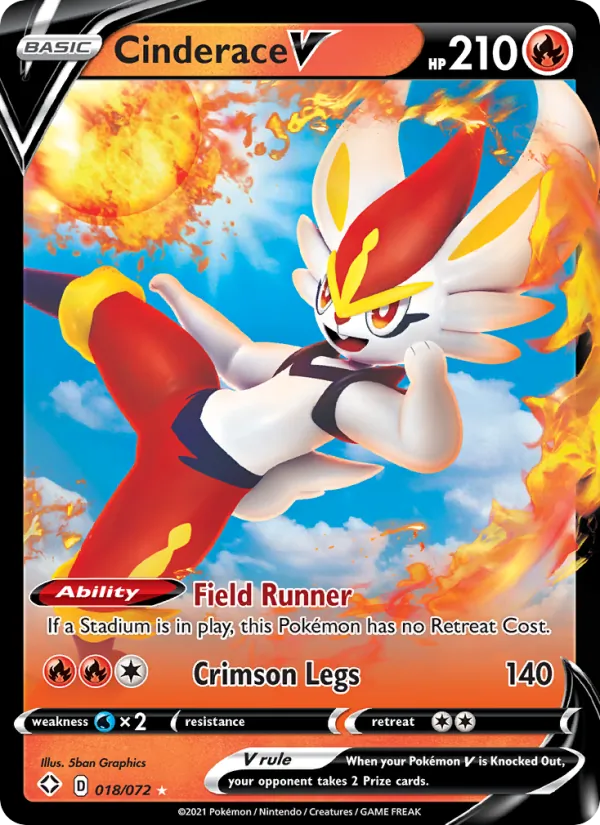 Cinderace V 18/72  - Holofoil Shining Fates - Holo Rare V