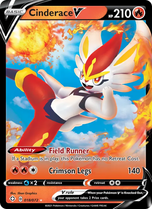 Cinderace V 18/72  - Holofoil Shining Fates - Holo Rare V