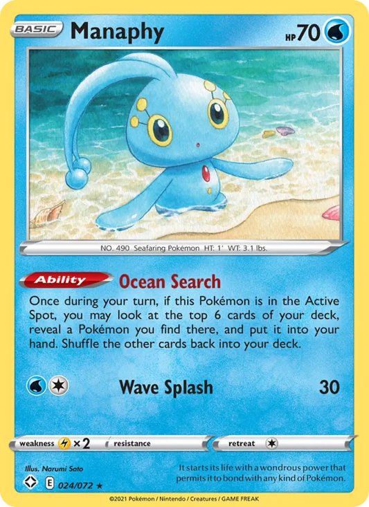 Manaphy 24/72  - Reverse Holofoil Shining Fates - Rare