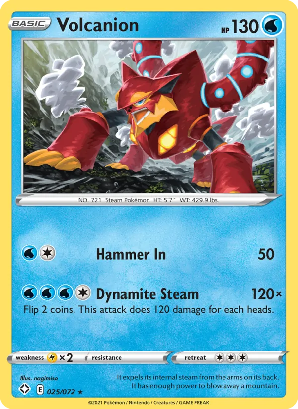 Volcanion 25/72  - Reverse Holofoil Shining Fates - Rare