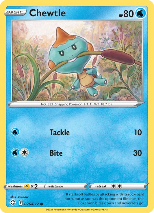 Chewtle 26/72  - Reverse Holofoil Shining Fates - Common
