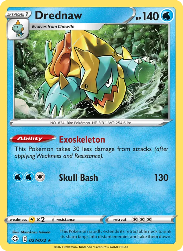 Drednaw 27/72  - Reverse Holofoil Shining Fates - Rare