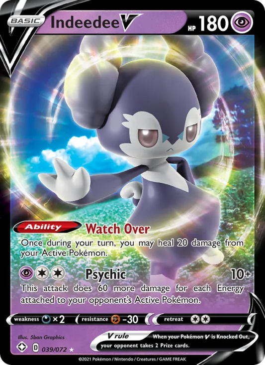 Indeedee V 39/72  - Holofoil Shining Fates - Holo Rare V