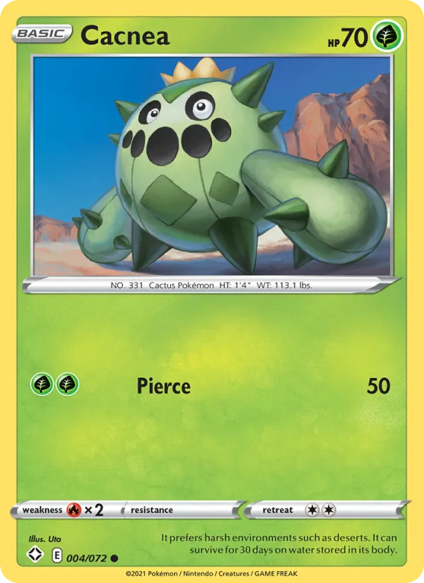 Cacnea 4/72  - Reverse Holofoil Shining Fates - Common