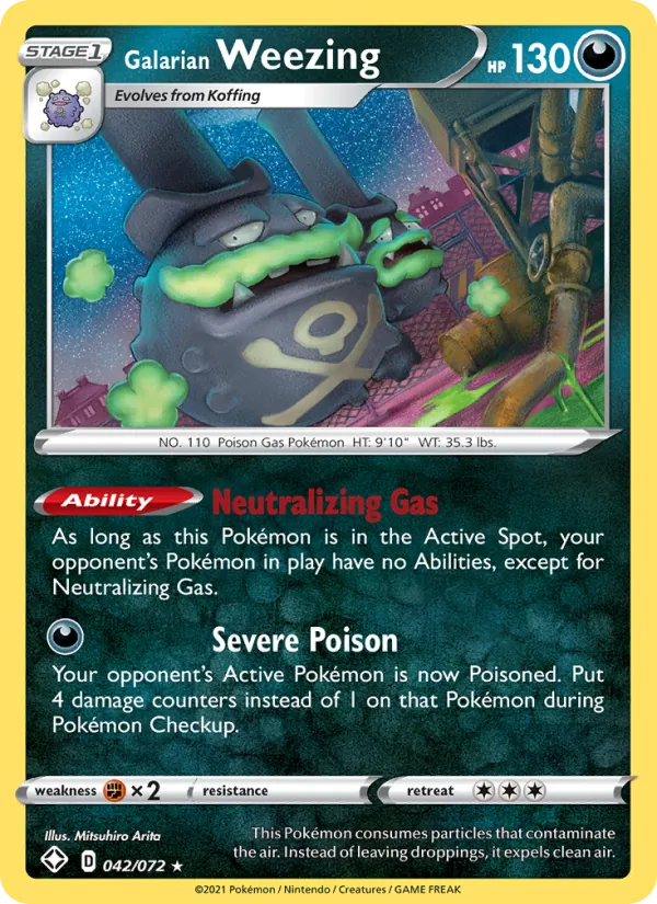 Galarian Weezing 42/72  - Holofoil Shining Fates - Holo Rare