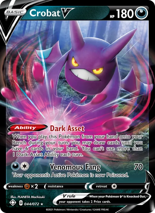 Crobat V 44/72  - Holofoil Shining Fates - Holo Rare V