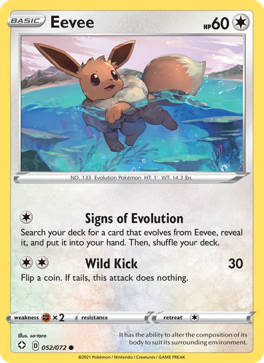 Eevee 52/72  - Reverse Holofoil Shining Fates - Common