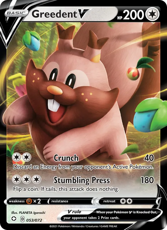 Greedent V 53/72  - Holofoil Shining Fates - Holo Rare V
