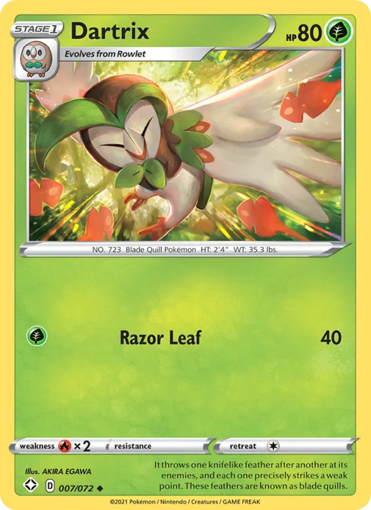 Dartrix 7/72  - Reverse Holofoil Shining Fates - Uncommon