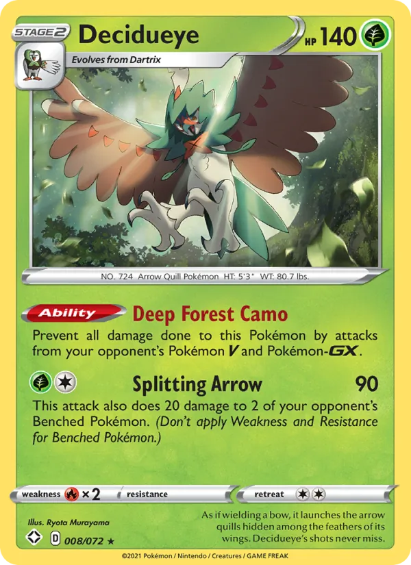 Decidueye 8/72  - Holofoil Shining Fates - Rare