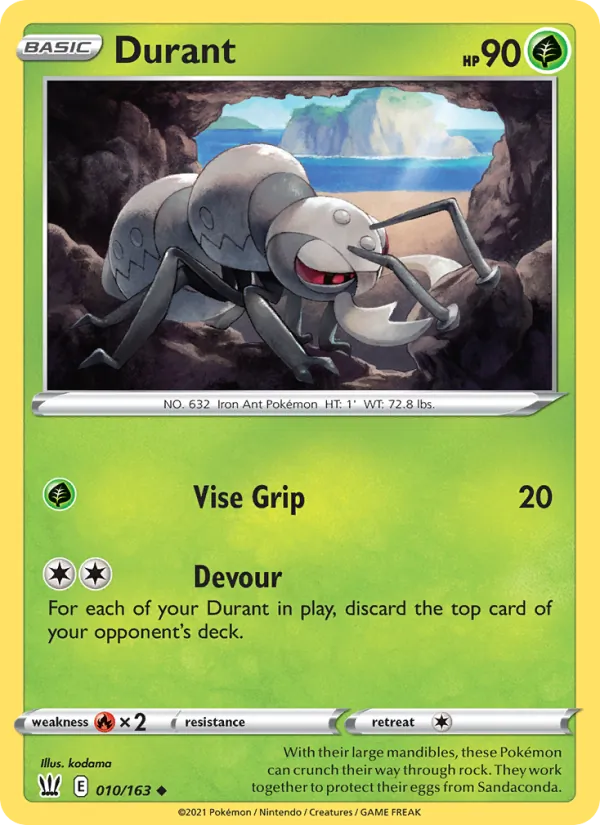 Durant 10/163  - Reverse Holofoil SWSH05 Battle Styles - Uncommon