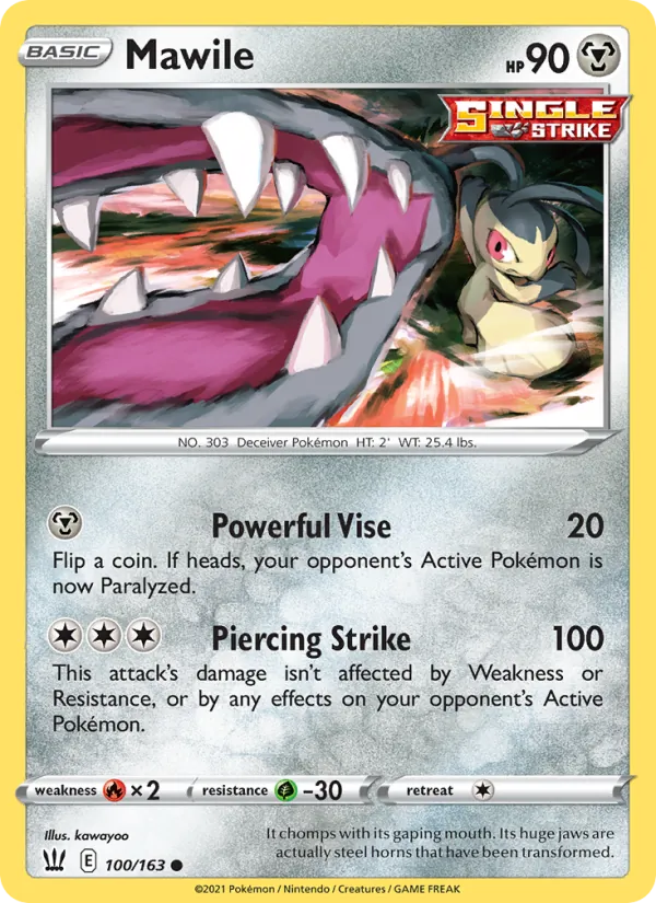Mawile 100/163  - Reverse Holofoil SWSH05 Battle Styles - Common