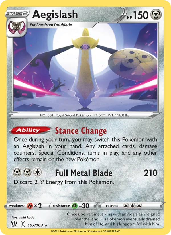 Aegislash 107/163  - Holofoil SWSH05 Battle Styles - Holo Rare
